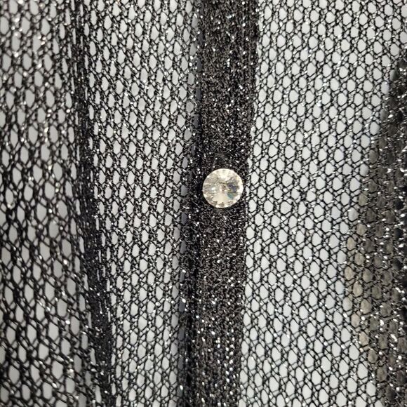 JS Collections black sparkly open knit button front long sleeve Size 6 - Picture 3 of 6